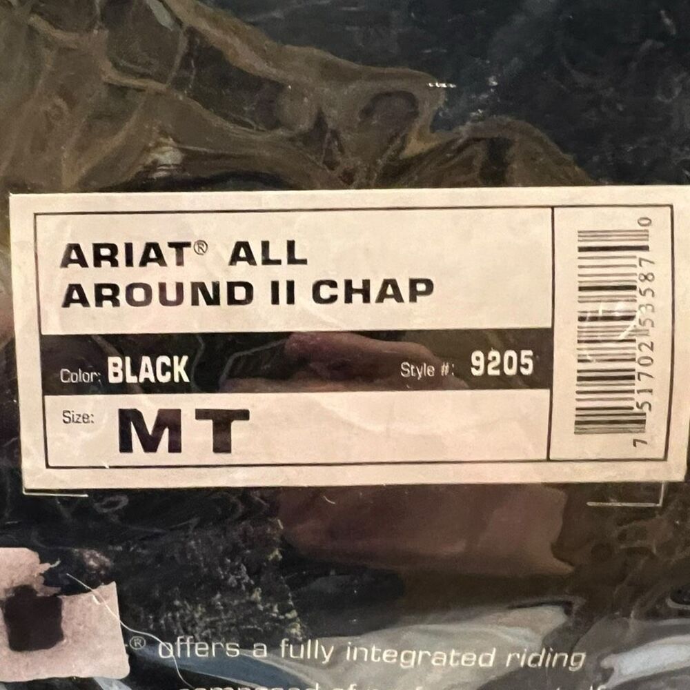 Ariat All Around II Suede Leather Half Chaps Black Equestrian Size MT - Picture 5 of 12